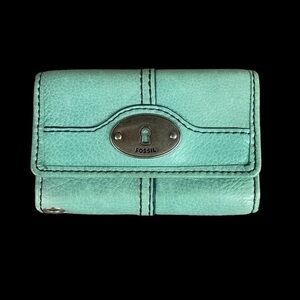 Fossil Teal Leather Trifold Wallet
